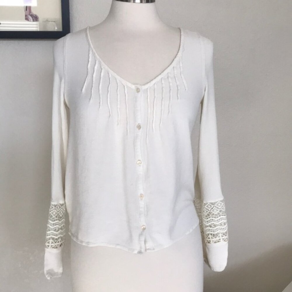 Boho Lace Detailed Cream Aeropostale Blouse